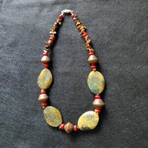 Unique 17"  handcrafted necklace. Natural stones in irregular shapes.